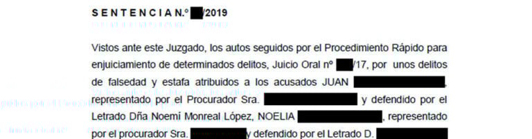 Absolución de un delito de falsedad documental y estafa