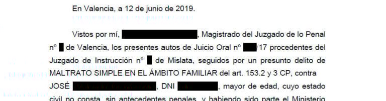 Absolución por un delito de maltrato familiar