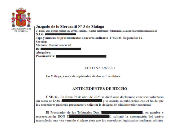 Saldo deuda de 16.000 euros por Ley de Segunda Oportunidad