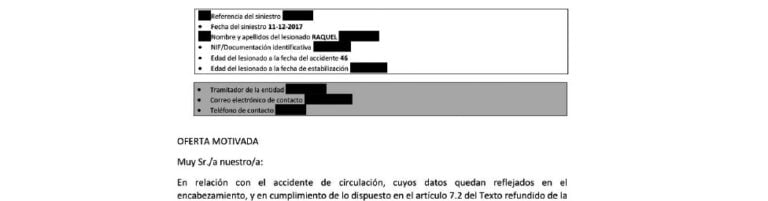 Acuerdo de una indemnización superior a la ofrecida por la compañía aseguradora