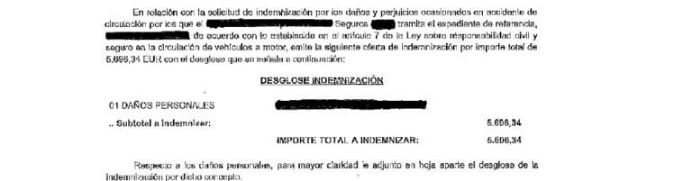 Indemnización por 5.696€