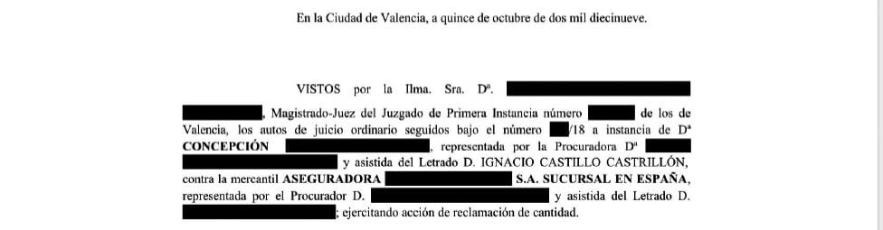 Indemnización aseguradora tras accidente