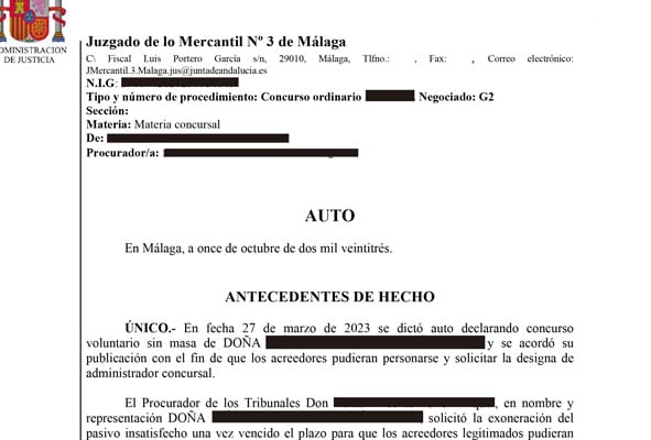 Saldo deuda de 49.000 euros por Ley de Segunda Oportunidad